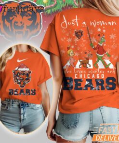 Chicago Bears NFL Grinch Christmas 3D Shirt Just A Woman Gift