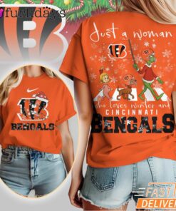 Cincinnati Bengals NFL Grinch Christmas 3D Shirt Just A Woman Gift