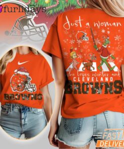 Cleveland Browns NFL Grinch Christmas 3D Shirt Just A Woman Gift