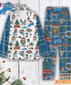 Detroit Lions Tis the Season Christmas Pajamas Set