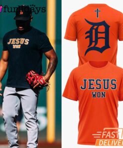 Detroit Tigers Jesus Won T-shirt Orange