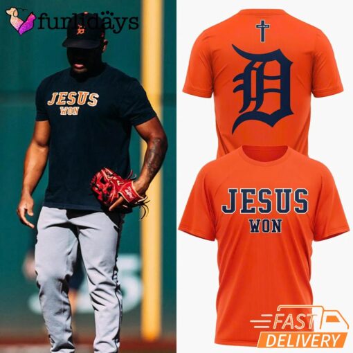 Detroit Tigers Jesus Won T-shirt Orange