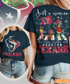 Houston Texans NFL Grinch Christmas 3D Shirt Just A Woman Gift