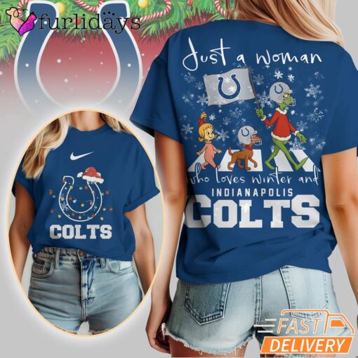 Indianapolis Colts NFL Grinch Christmas 3D Shirt Just A Woman Gift