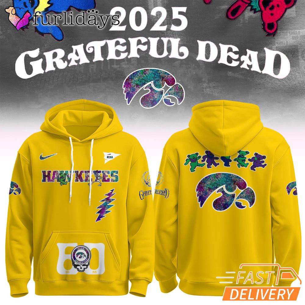 Iowa Hawkeyes NCAA Grateful Dead 60th Hoodie Iowa Hawkeyes NCAA Grateful Dead 60th Hoodie