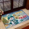 Miami Dolphins NFL Cute Snowman Christmas Rubber Base Doormat