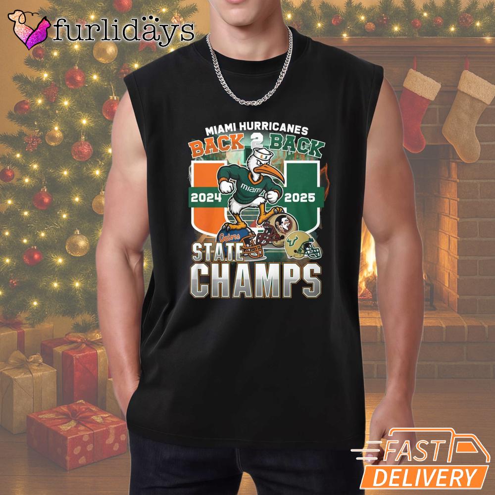 Miami Hurricanes Back 2 Back State Champs 2025 T-Shirt Miami Hurricanes Back 2 Back State Champs 2025 T-Shirt