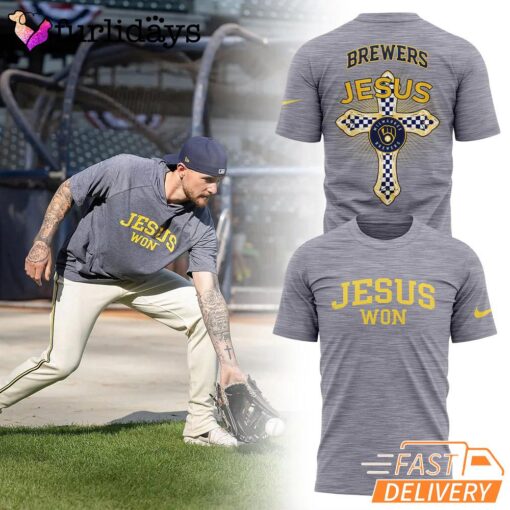Milwaukee Brewers Jesus Won Thank You Jesus T-Shirt