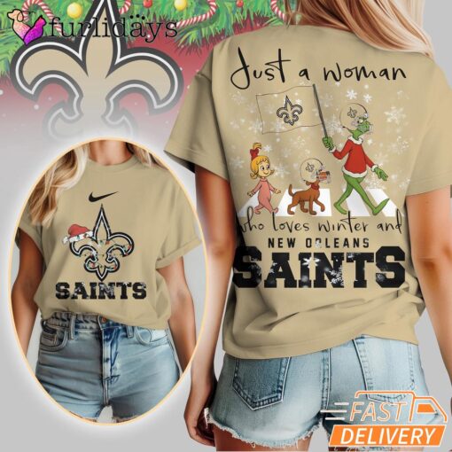 New Orleans Saints NFL Grinch Christmas 3D Shirt Just A Woman Gift