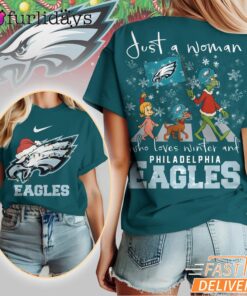Philadelphia Eagles NFL Grinch Christmas 3D Shirt Just A Woman Gift