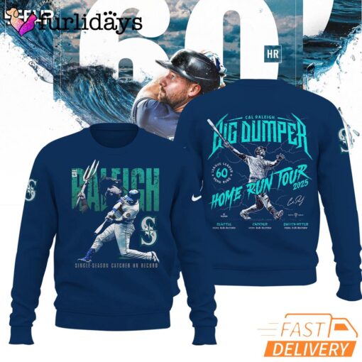 Seattle Mariners Cal Raleigh Navy Catcher Home Run Record Limited Edition Sweater