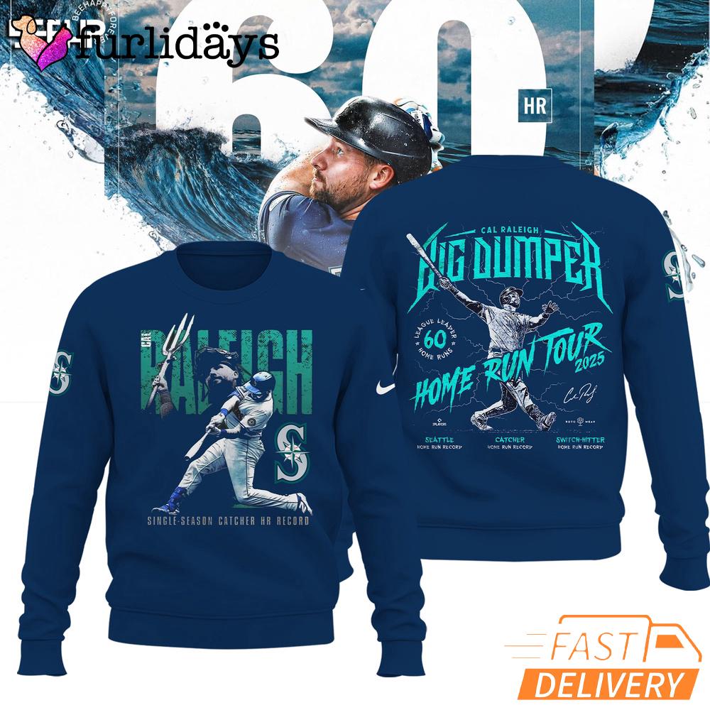 Seattle Mariners Cal Raleigh Navy Catcher Home Run Record Limited Edition Sweater Seattle Mariners Cal Raleigh Navy Catcher Home Run Record Limited Edition Sweater