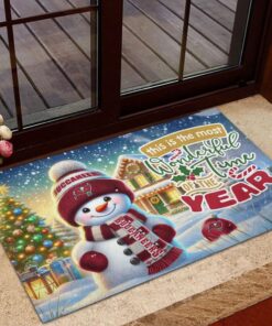 Tampa Bay Buccaneers NFL Cute Snowman Christmas Rubber Base Doormat