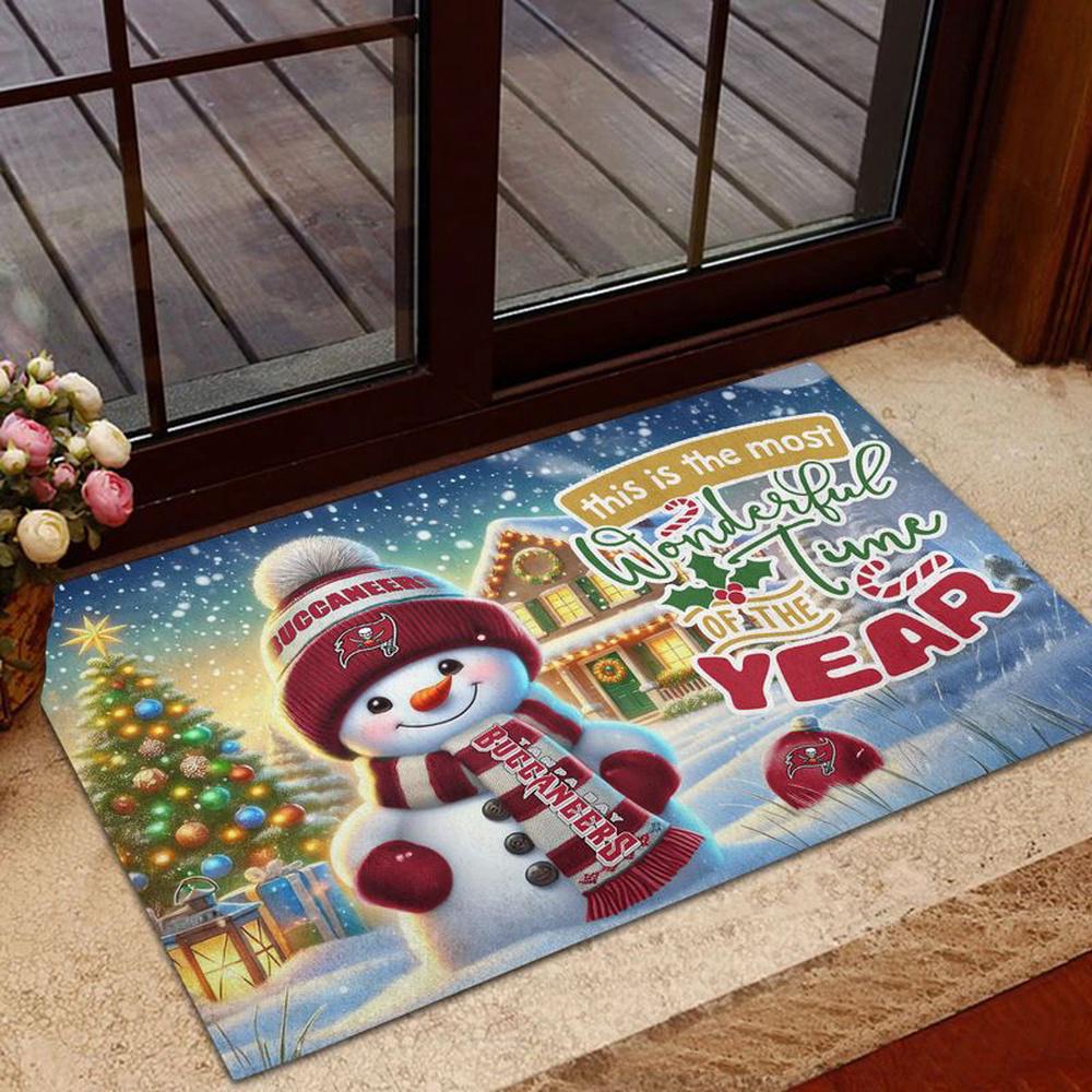 Tampa Bay Buccaneers NFL Cute Snowman Christmas Rubber Base Doormat Tampa Bay Buccaneers NFL Cute Snowman Christmas Rubber Base Doormat