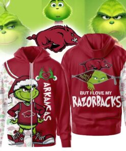 The Grinch Arkansas Razorbacks Hoodie, Funny Christmas Football Gift 2025