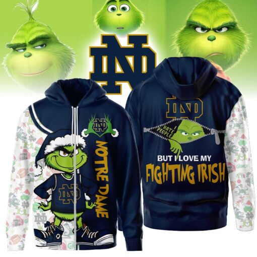 The Grinch Notre Dame Fighting Irish Hoodie, Funny Christmas Football Gift 2025