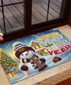 Washington Commanders NFL Cute Snowman Christmas Rubber Base Doormat