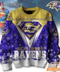 Baltimore Ravens NFL Superman Ugly Christmas Sweater