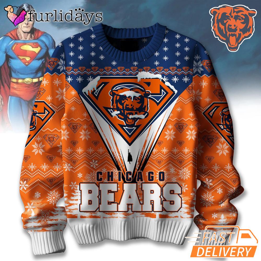 Chicago Bears NFL Superman Ugly Christmas Sweater Chicago Bears NFL Superman Ugly Christmas Sweater