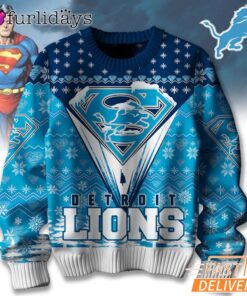 Detroit Lions NFL Superman Ugly Christmas Sweater