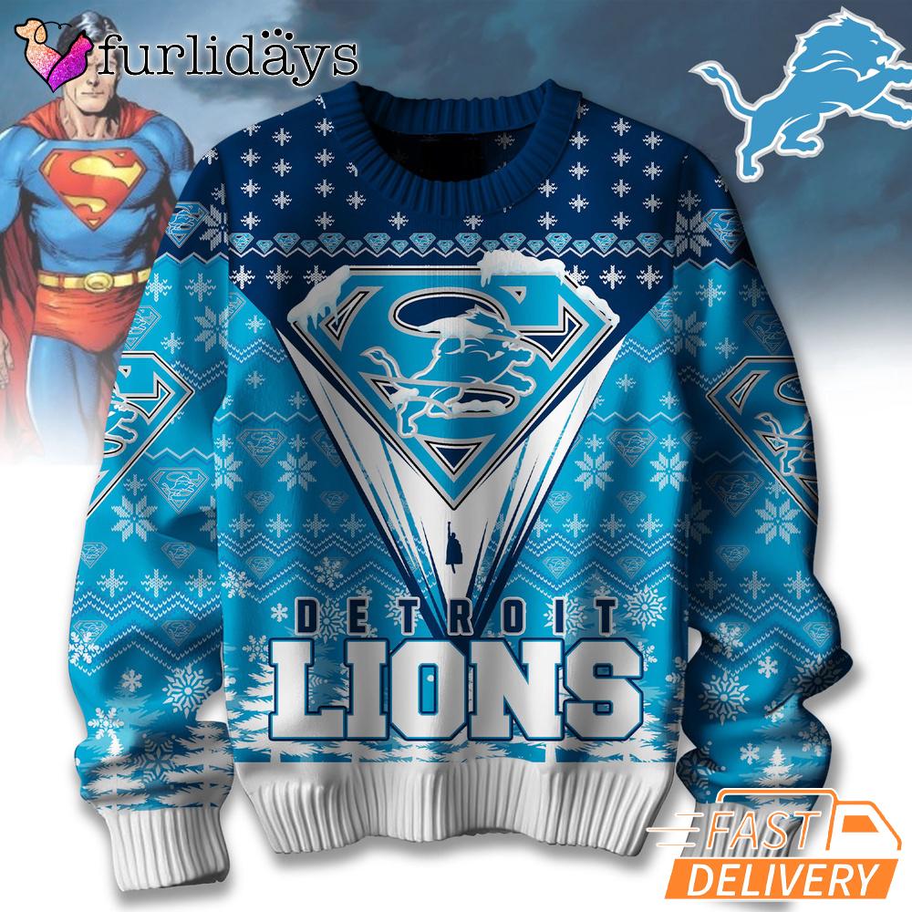 Detroit Lions NFL Superman Ugly Christmas Sweater Detroit Lions NFL Superman Ugly Christmas Sweater