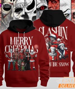 Horror Christmas Hoodie 2025, Slashin’ Through The Snow Design