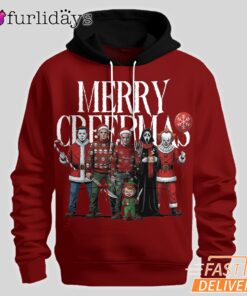 Horror Christmas Hoodie 2025, Slashin’ Through The Snow Design