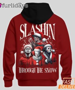Horror Christmas Hoodie 2025, Slashin’ Through The Snow Design