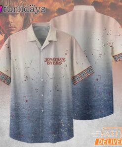 Jonathan Byers S5 Soft Gradient Hawaiian Shirt, Light Wash Stranger Things 5 Merch