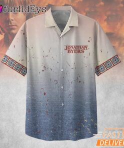 Jonathan Byers S5 Soft Gradient Hawaiian Shirt, Light Wash Stranger Things 5 Merch