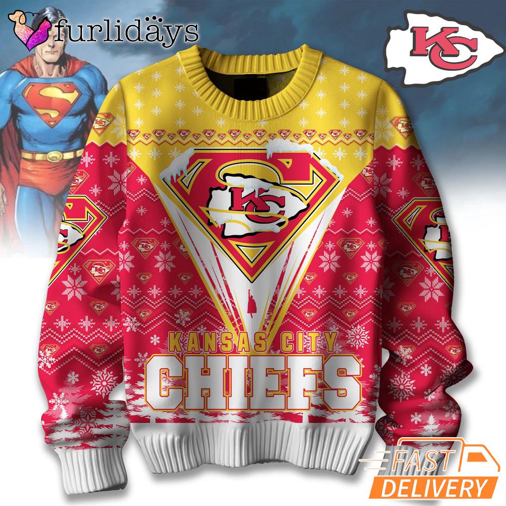 Kansas City Chiefs NFL Superman Ugly Christmas Sweater Kansas City Chiefs NFL Superman Ugly Christmas Sweater