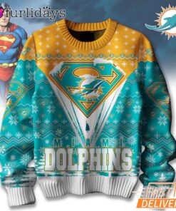 Miami Dolphins NFL Superman Ugly Christmas Sweater