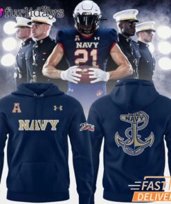 Navy Midshipmen Football 250th US Marines Birthday Hoodie