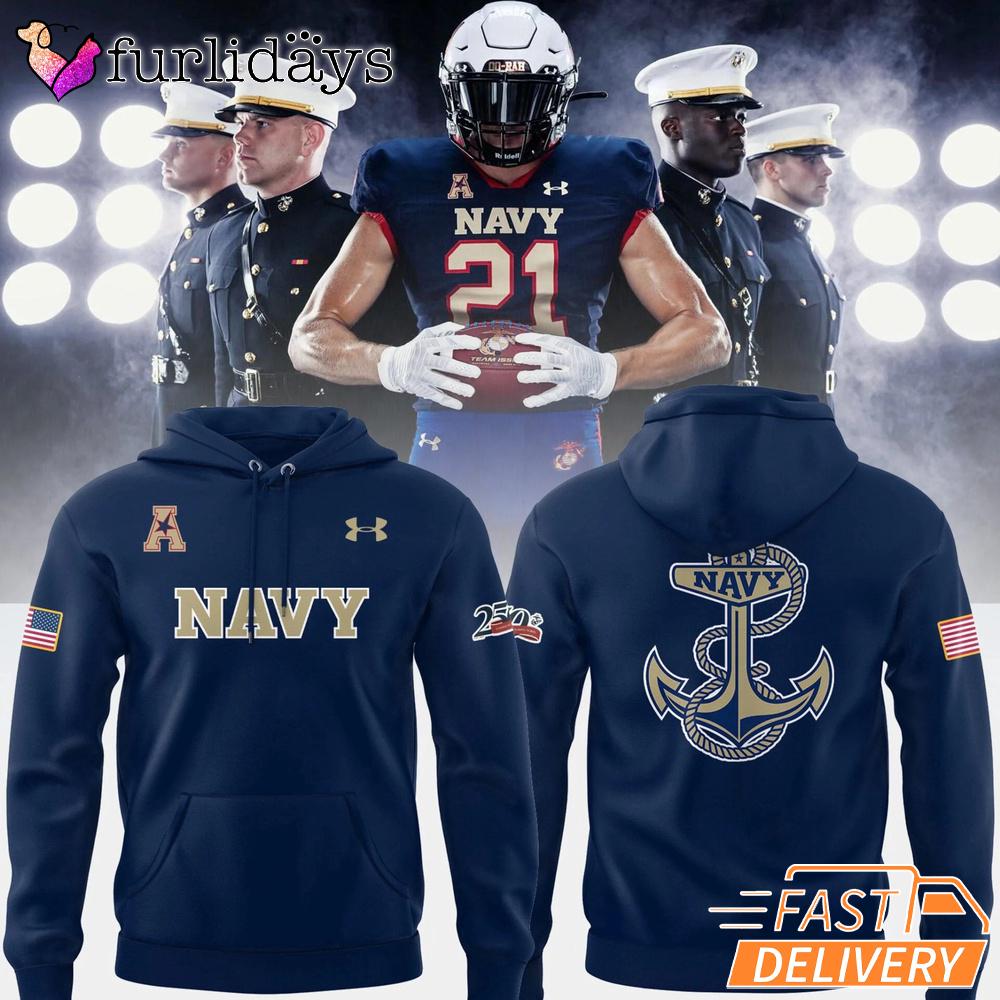 Navy Midshipmen Football 250th US Marines Birthday Hoodie Navy Midshipmen Football 250th US Marines Birthday Hoodie