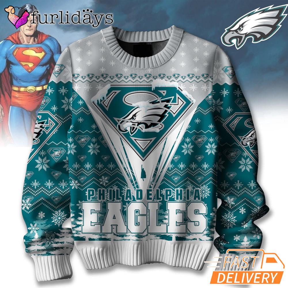 Philadelphia Eagles NFL Superman Ugly Christmas Sweater Philadelphia Eagles NFL Superman Ugly Christmas Sweater