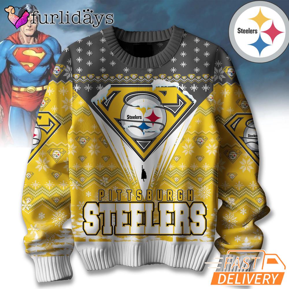 Pittsburgh Steelers NFL Superman Ugly Christmas Sweater Pittsburgh Steelers NFL Superman Ugly Christmas Sweater