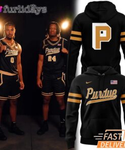 Purdue Boilermakers Night Mode Black Script Hoodie