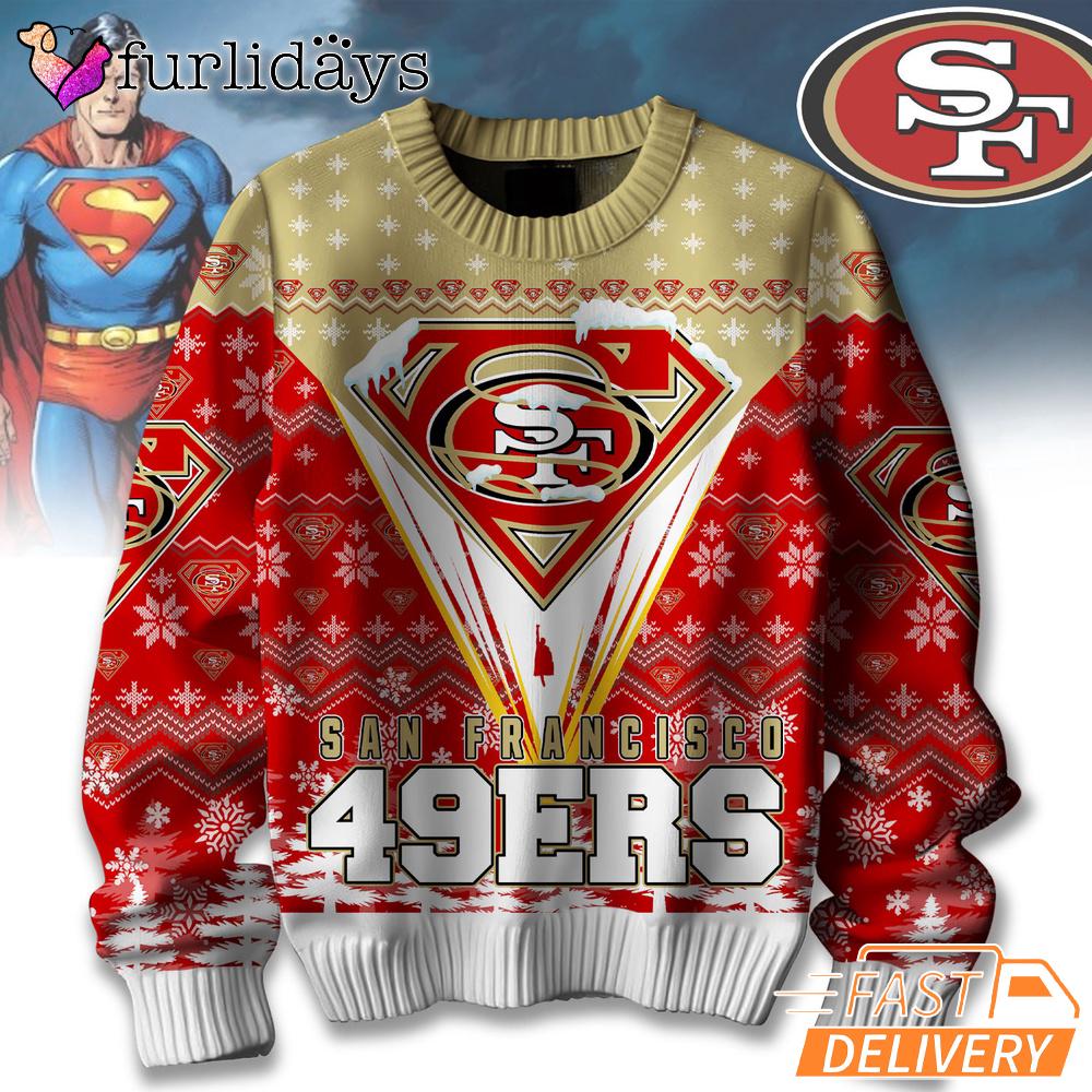 San Francisco 49ers NFL Superman Ugly Christmas Sweater San Francisco 49ers NFL Superman Ugly Christmas Sweater