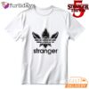 Stranger Things 5 Adidas Parody T Shirt, Black Upside Down Trefoil Logo Tee