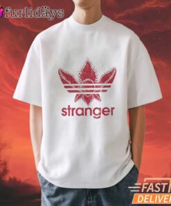 Stranger Things 5 Adidas Parody T Shirt, Red Upside Down Trefoil Logo Tee