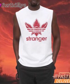 Stranger Things 5 Adidas Parody T Shirt, Red Upside Down Trefoil Logo Tee