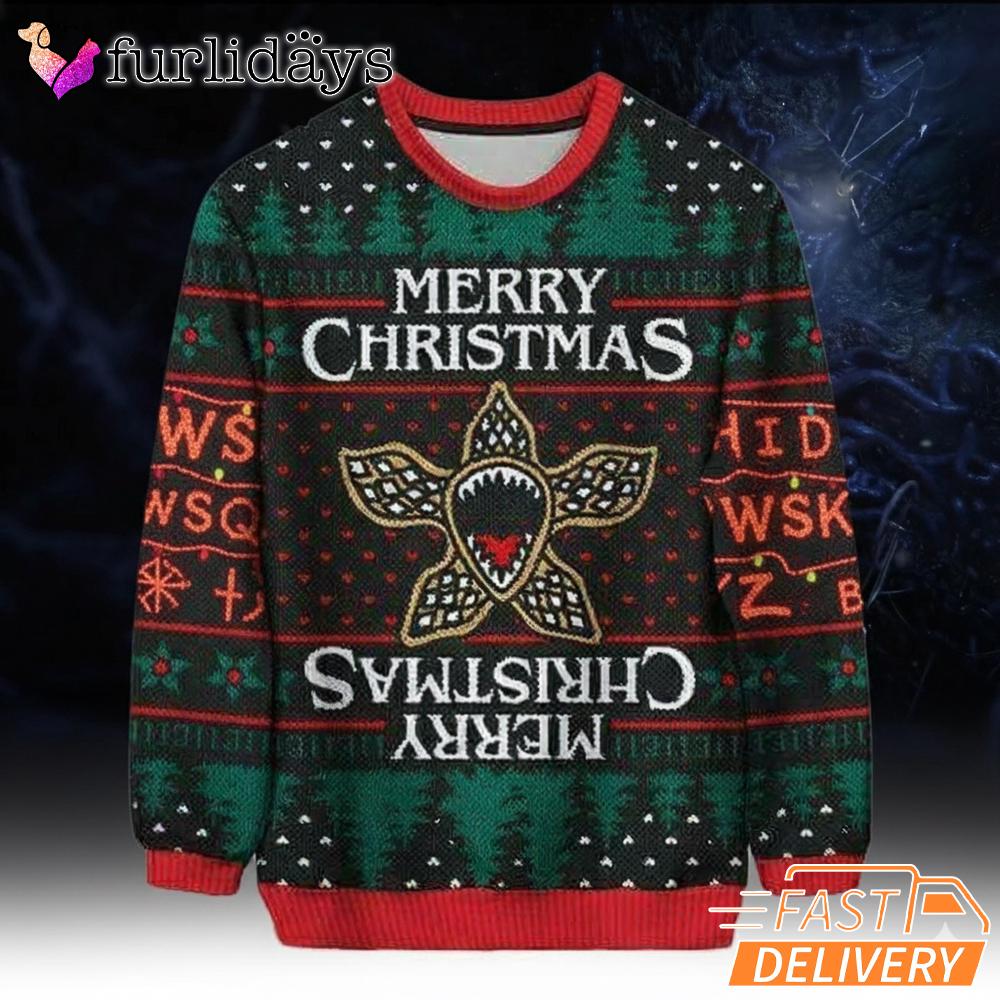 Stranger Things 5 Ugly Christmas Sweater, Demogorgon Merry Christmas Holiday Jumper.png Stranger Things 5 Ugly Christmas Sweater, Demogorgon Merry Christmas Holiday Jumper.png