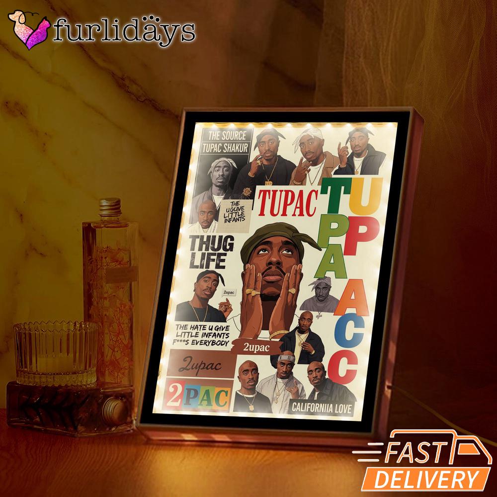2Pac California Love Collage Mirror Night Light, Rapper Lamp 2Pac California Love Collage Mirror Night Light, Rapper Lamp