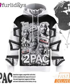 2Pac NWA Thug Life Collage 3D Hoodie, 90s Music Hoodie