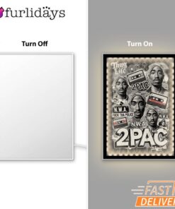 2Pac N.W.A Thug Life Collage Mirror Night Light, Rapper Lamp
