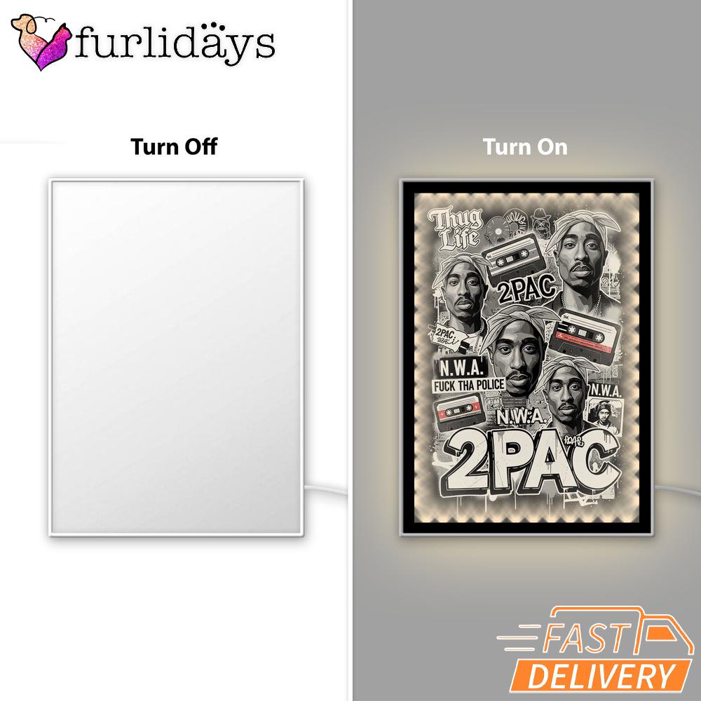 2Pac N.W.A Thug Life Collage Mirror Night Light, Rapper Lamp 2Pac N.W.A Thug Life Collage Mirror Night Light, Rapper Lamp