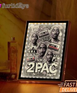 2Pac N.W.A Thug Life Collage Mirror Night Light, Rapper Lamp