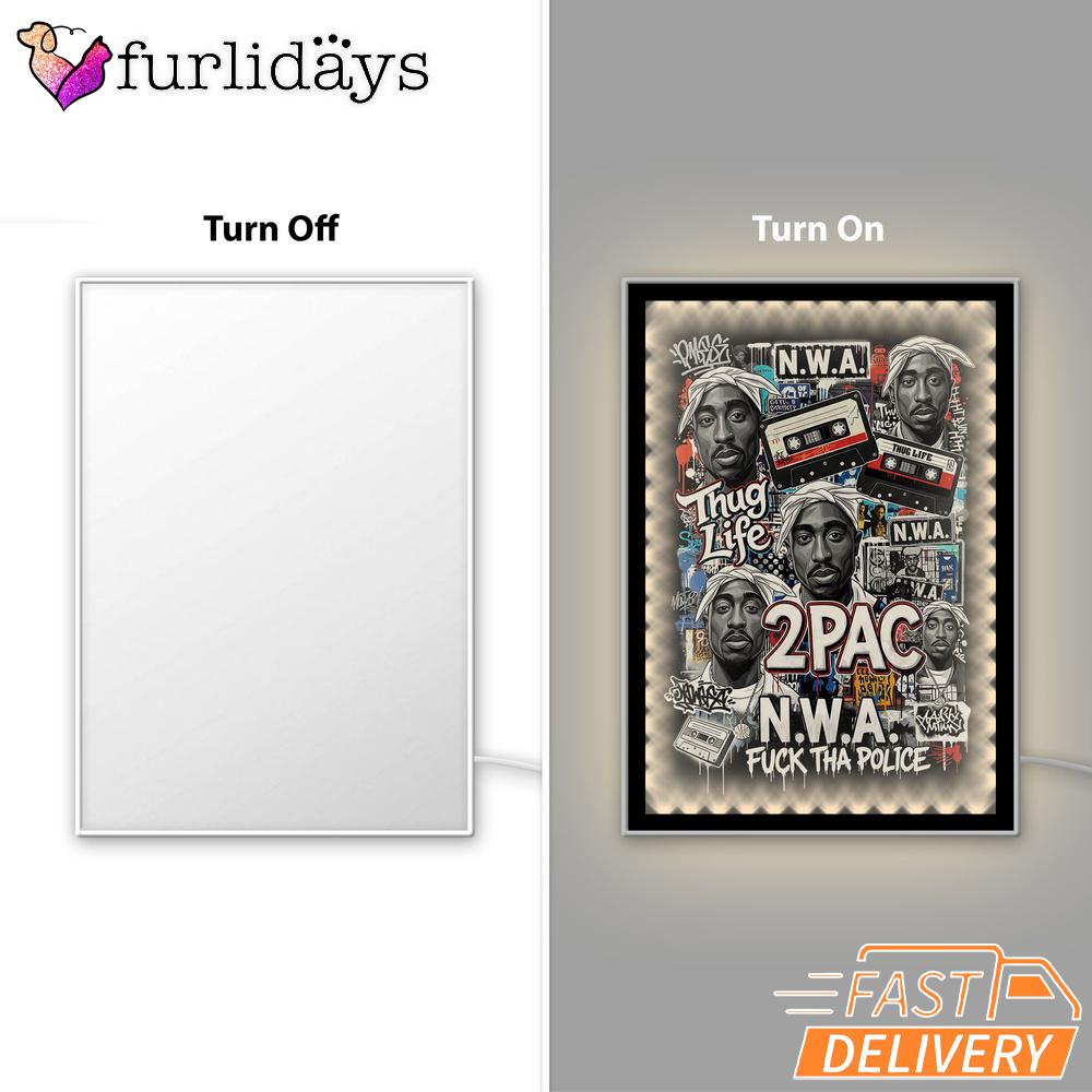 2Pac NWA Thug Life Mirror Night Light, Rapper Lamp 2Pac NWA Thug Life Mirror Night Light, Rapper Lamp
