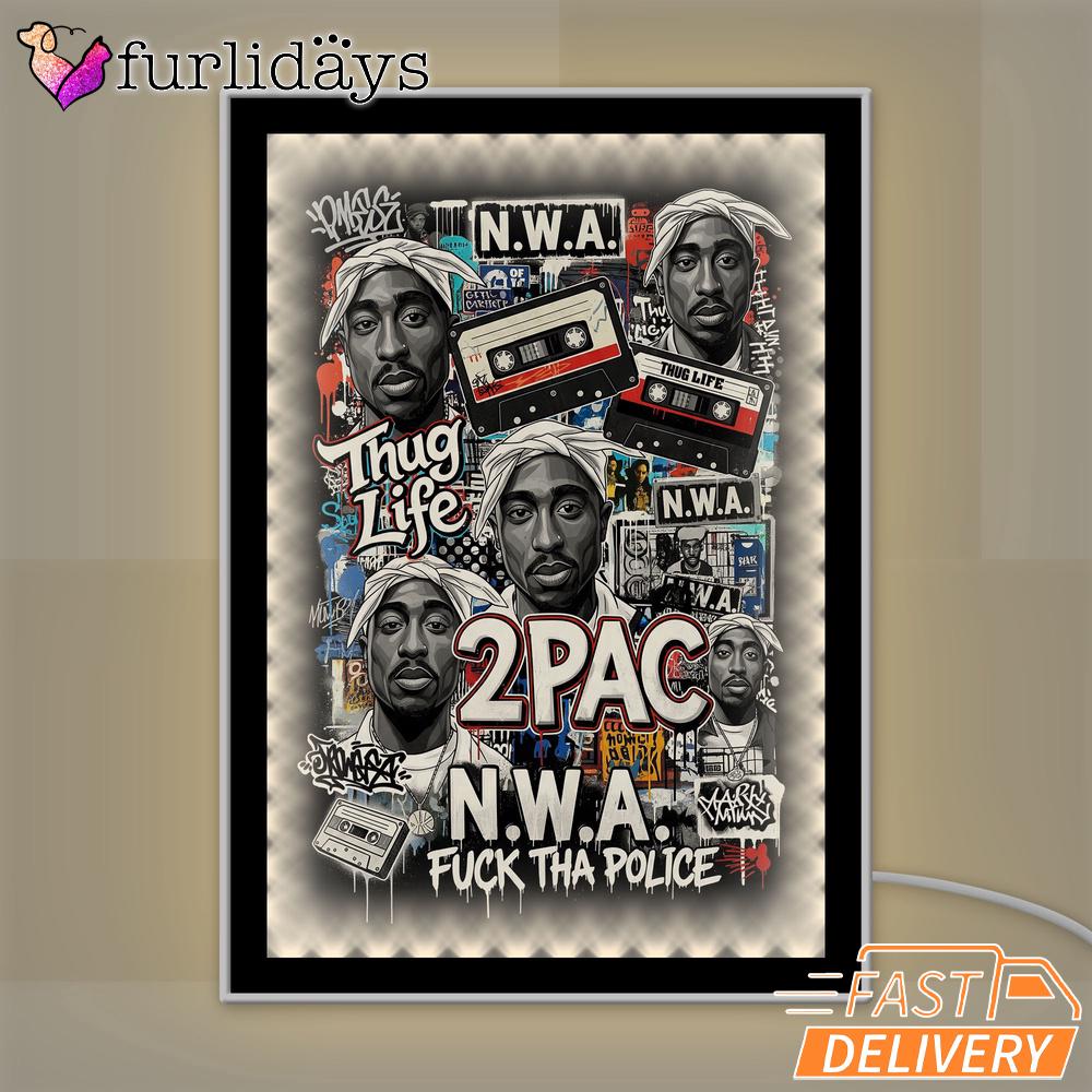 2Pac NWA Thug Life Mirror Night Light, Rapper Lamp 2Pac NWA Thug Life Mirror Night Light, Rapper Lamp