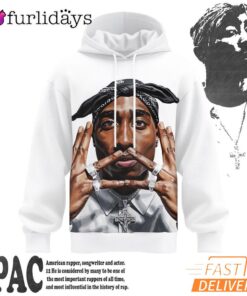 2Pac Peace Sign Portrait 3D Hoodie, 90s Music Hoodie